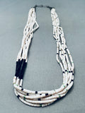 One Of The Best Vintage Santo Domingo White Black Shell Heishi Necklace-Nativo Arts