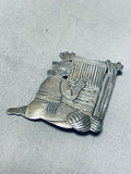 Traditional Vintage Native American Navajo Sterling Silver Weaver Pin-Nativo Arts