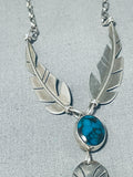 Fabulous Native American Navajo Bisbee Turquoise Sterling Silver Necklace-Nativo Arts