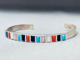 Amazing Vintage Native American Navajo Turquoise Inlay Sterling Silver Bracelet-Nativo Arts