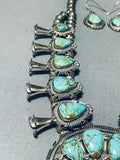 Gasp! Vintage Native American Navajo Royston Turquoise Sterling Silver Squash Blossom Necklace-Nativo Arts