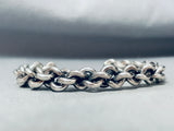 Hand-woven Vintage Native American Navajo Sterling Silver Sturdy Link Bracelet