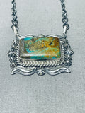 Omg Vintage Native American Navajo Green Turquoise Sterling Silver Necklace-Nativo Arts