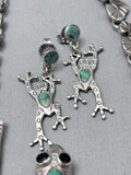 Incredible Vintage Southwest Frog Sterling Silver Turquoise Necklace Old-Nativo Arts