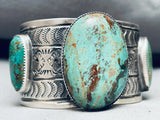 117 Grams Heavy Native American Navajo Green Turquoise Sterling Silver Bracelet-Nativo Arts