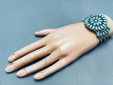 Native American Amazing Vintage Navajo Teardrop Turquoise Sterling Silver Bracelet-Nativo Arts