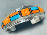 Dynamic Vintage Native American Navajo Spiny Oyster Shell Sterling Silver Bracelet-Nativo Arts