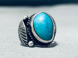 Impressive Vintage Native American Navajo Bisbee Turquoise Sterling Silver Ring-Nativo Arts