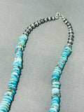 Captivating Native American Navajo Old Kingman Turquoise Sterling Silver Kachina Necklace-Nativo Arts