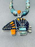 Inlay Bear Native American Navajo Turquoise Sterling Silver Bear Necklace-Nativo Arts