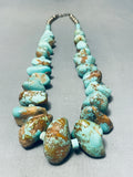 Boulders Of Royston Turquoise Vintage Navajo Sterling Silver Necklace-Nativo Arts