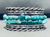 Best Vintage Wire Turquoise Boulder Native American Navajo Turquoise Sterling Silver Bracelet-Nativo Arts