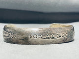 Superb Vintage Native American Navajo Signed Sterling Silver Bracelet-Nativo Arts