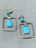 Special Vintage Native American Navajo Sleeping Beauty Turquoise Sterling Silver Dangle Earrings-Nativo Arts