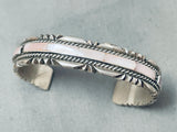 Detailed Vintage Native American Navajo Pink Shell Sterling Silver Bracelet-Nativo Arts