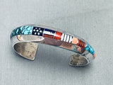 5.5 Inch Wrist Vintage Jim Harrison Native American Navajo Inlay Sterling Silver Bracelet-Nativo Arts