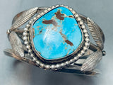 Very Rare Birdseye Mine Vintage Native American Navajo Turquoise Sterling Silver Bracelet-Nativo Arts