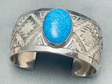 Big Lapis Vintage Native American Navajo Geomtric Sterling Silver Bracelet Cuff-Nativo Arts