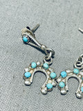 Sweet Vintage Native American Zuni Royston Turquoise Sterling Silver Baby Naja Earrings-Nativo Arts