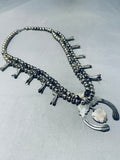 Womens Fabulous Vintage Native American Navajo Turquoise Sterling Silver Squash Blossom Necklace-Nativo Arts