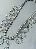 Rare Vintage Navajo/ Mexican Turquoise Sterling Silver Squash Blossom Necklace-Nativo Arts