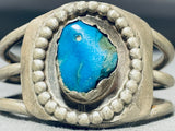 Charming Vintage Native American Navajo Turquoise Sterling Silver Baby Bracelet-Nativo Arts
