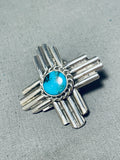 Amazing Native American Navajo Blue Diamond Turquoise Sterling Silver Robert Yellowhorse Tie Pin-Nativo Arts