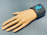 Statement Vintage Native American Navajo Blue Diamond Turquoise Sterling Silver Bracelet-Nativo Arts