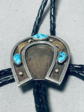 Astonishing Vintage Native American Navajo Morenci Turquoise Sterling Silver Bolo-Nativo Arts