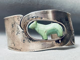 Hand Carved Vintage Turquoise Animal Sterling Silver Bracelet Cuff-Nativo Arts