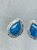 Best Vintage Native American Navajo Denim Lapis Sterling Silver Earrings-Nativo Arts