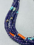 Native American Important Singer Amethyst Sterling Silkver Turquoise Necklace-Nativo Arts