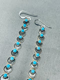 Remarkable Native American Zuni Sleeping Beauty Turquoise Sterling Silver Signed Earrings-Nativo Arts