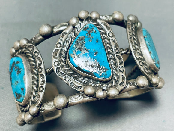 Sensational Vintage Native American Navajo Morenci Turquoise Sterling Silver Bracelet-Nativo Arts