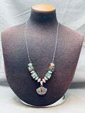 One Of The Best Ever Vintage Native American Navajo Turquoise Inlay Sterling Silver Necklace-Nativo Arts