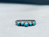 Beautiful Vintage Native American Navajo Sleeping Beauty Turquoise Sterling Silver Ring-Nativo Arts