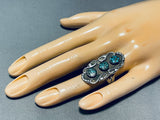 Unrivaled Vintage Native American Navajo Turquoise Chip Inlay Sterling Silver Ring-Nativo Arts