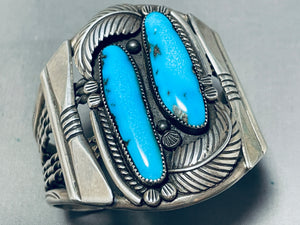 Platero Vintage Native American Navajo Pilot Mountain Turquoise Sterling Silver Bracelet-Nativo Arts