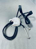 Important Hand-carved Vintage Native American Zuni Eagle Sterling Silver Bow Tie