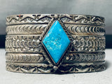 Arnold Blackgoat Diamond Turquoise Vintage Native American Navajo Sterling Silver Bracelet-Nativo Arts