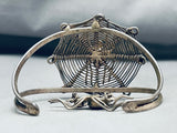 Spider On Web Vintage Native American Navajo Sterling Silver Dangling Bracelet-Nativo Arts
