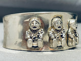 Very Unique Vintage Southwest Sterling Silver Storyteller Bracelet Cuff-Nativo Arts