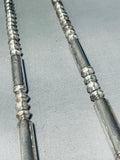 Rare Longer 30 Inch Vintage Native American Navajo Sterling Silver Tubule Necklace-Nativo Arts