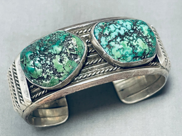 Incomparable Vintage Native American Navajo Green Seafoam Turquoise Sterling Silver Bracelet-Nativo Arts