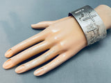 Wide Detailed Vintage Navajo Cross Sterling Silver Bracelet-Nativo Arts