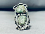 One Of A Kind Vintage Native American Navajo Spiderweb Turquoise Sterling Silver Ring-Nativo Arts