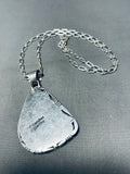 Signed Native American Navajo Royston Turquoise Sterling Silver Necklace-Nativo Arts