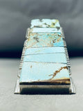 Gigantic Native American Navajo Inlay Turquoise Sterling Silver Huge Trapezoid Ring-Nativo Arts
