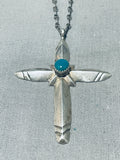 Inspiring Vintage Native American Navajo Malachite Sterling Silver Cross Necklace-Nativo Arts