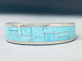 Rickell Booqua Native American Zuni Blue Gem Turquoise Sterling Silver Bracelet-Nativo Arts